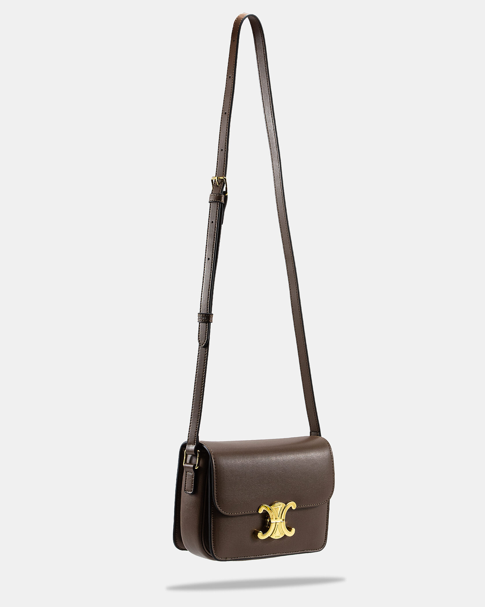 Celine Teen Triomphe Bag Brown in Shiny Calfskin - 9