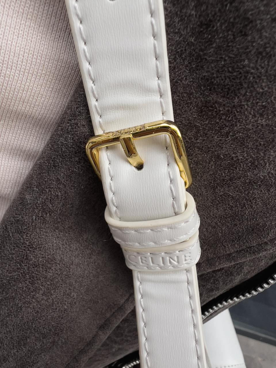 Celine Teen Triomphe Bag Cream in Shiny Calfskin - 20