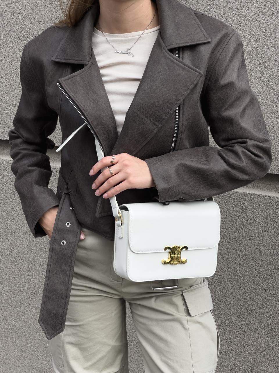 Celine Teen Triomphe Bag Cream in Shiny Calfskin - 9