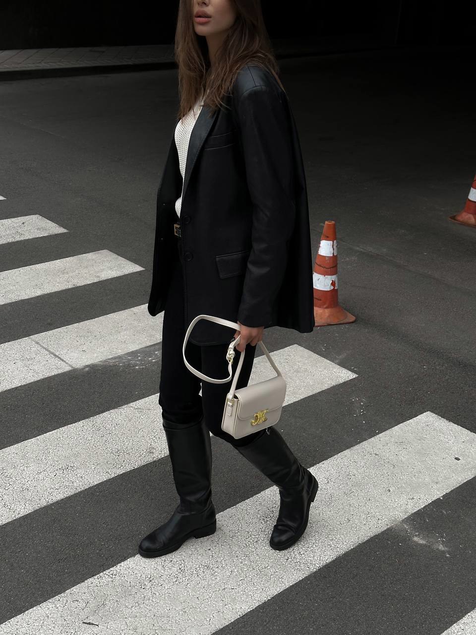 Celine Teen Triomphe Bag Cream in Shiny Calfskin [оригінальна кор - 6