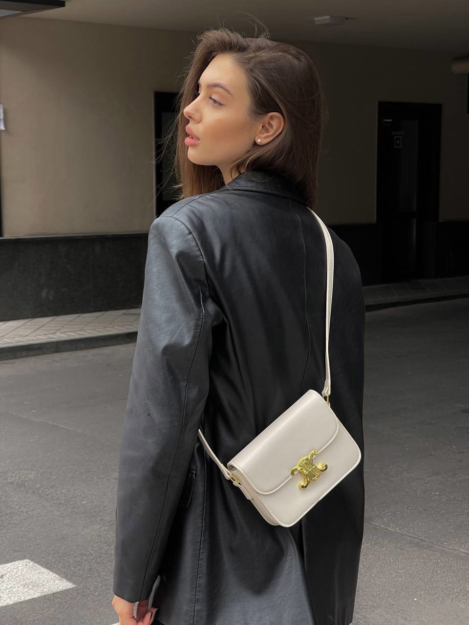 Celine Teen Triomphe Bag Cream in Shiny Calfskin [оригінальна кор - 2