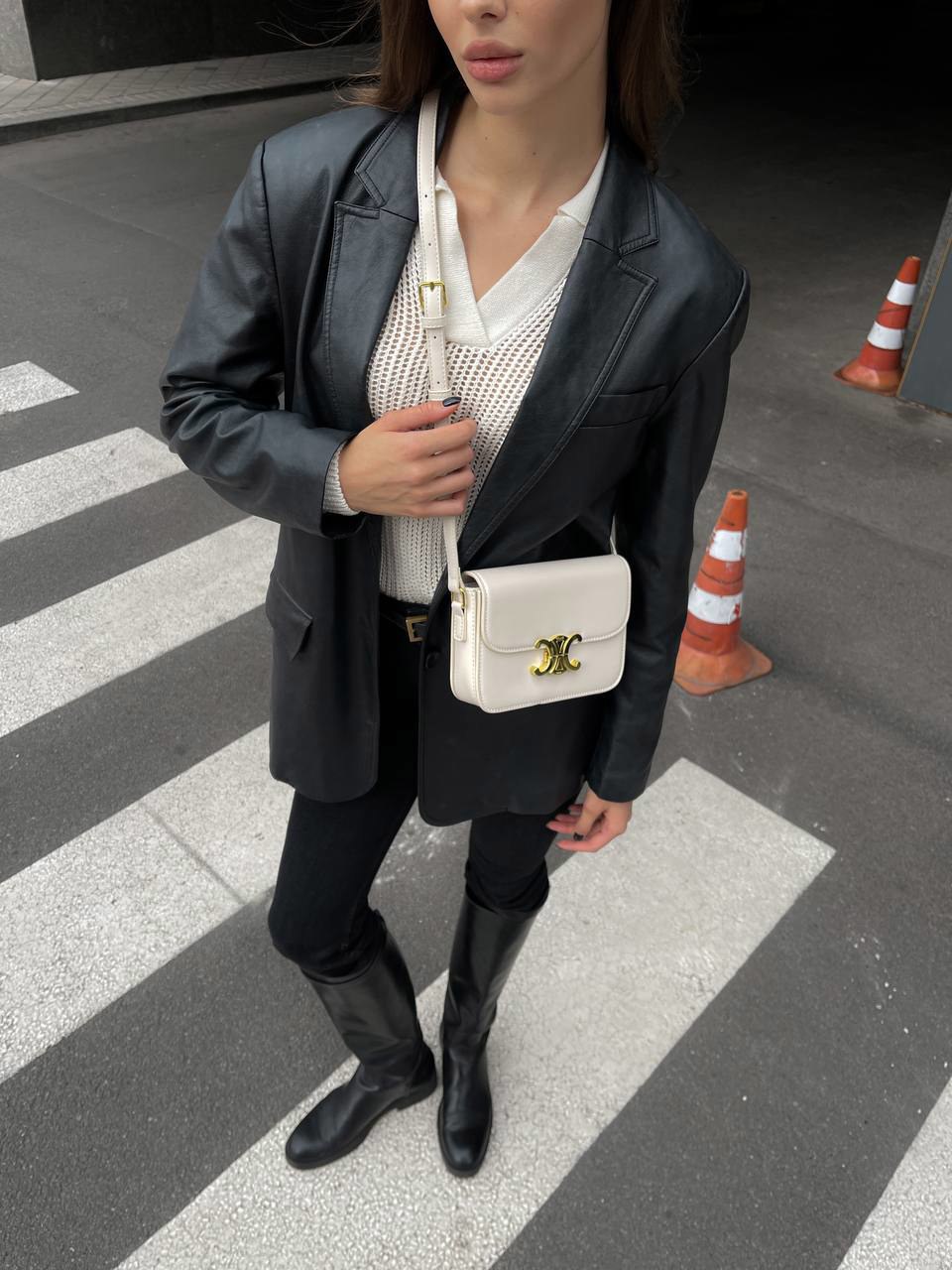 Celine Teen Triomphe Bag Cream in Shiny Calfskin [оригінальна кор - 8