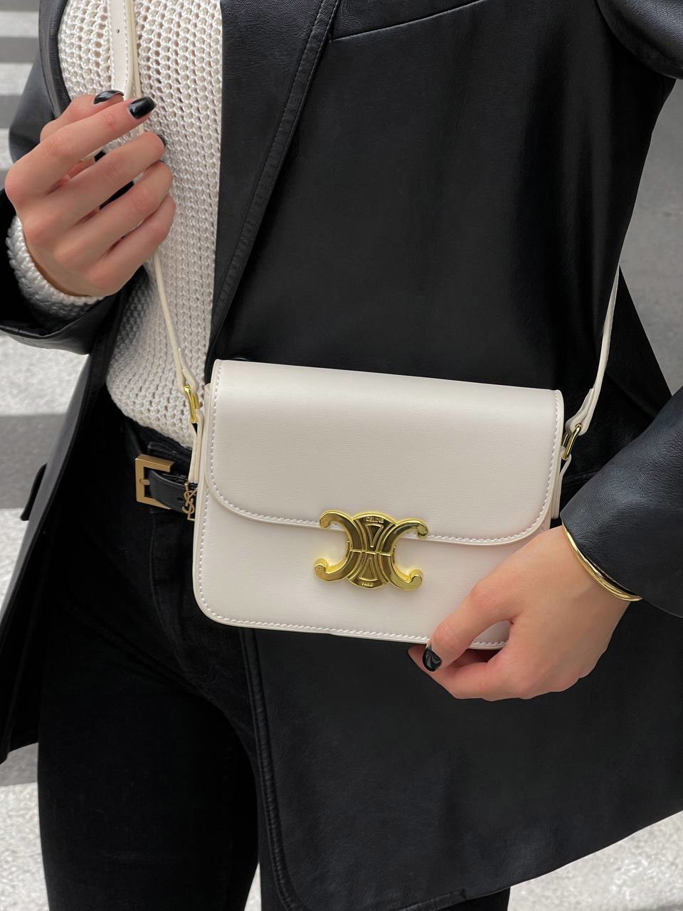 Celine Teen Triomphe Bag Cream in Shiny Calfskin [оригінальна кор - 9