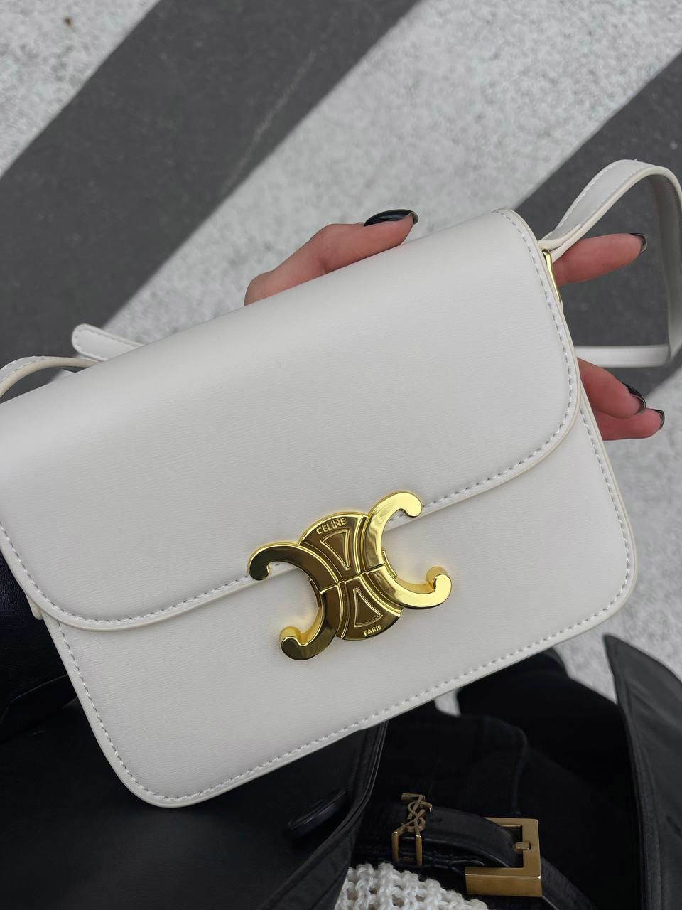 Celine Teen Triomphe Bag Cream in Shiny Calfskin [оригінальна кор - 15
