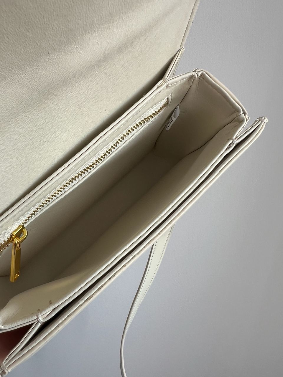 Celine Teen Triomphe Bag Cream in Shiny Calfskin - 10