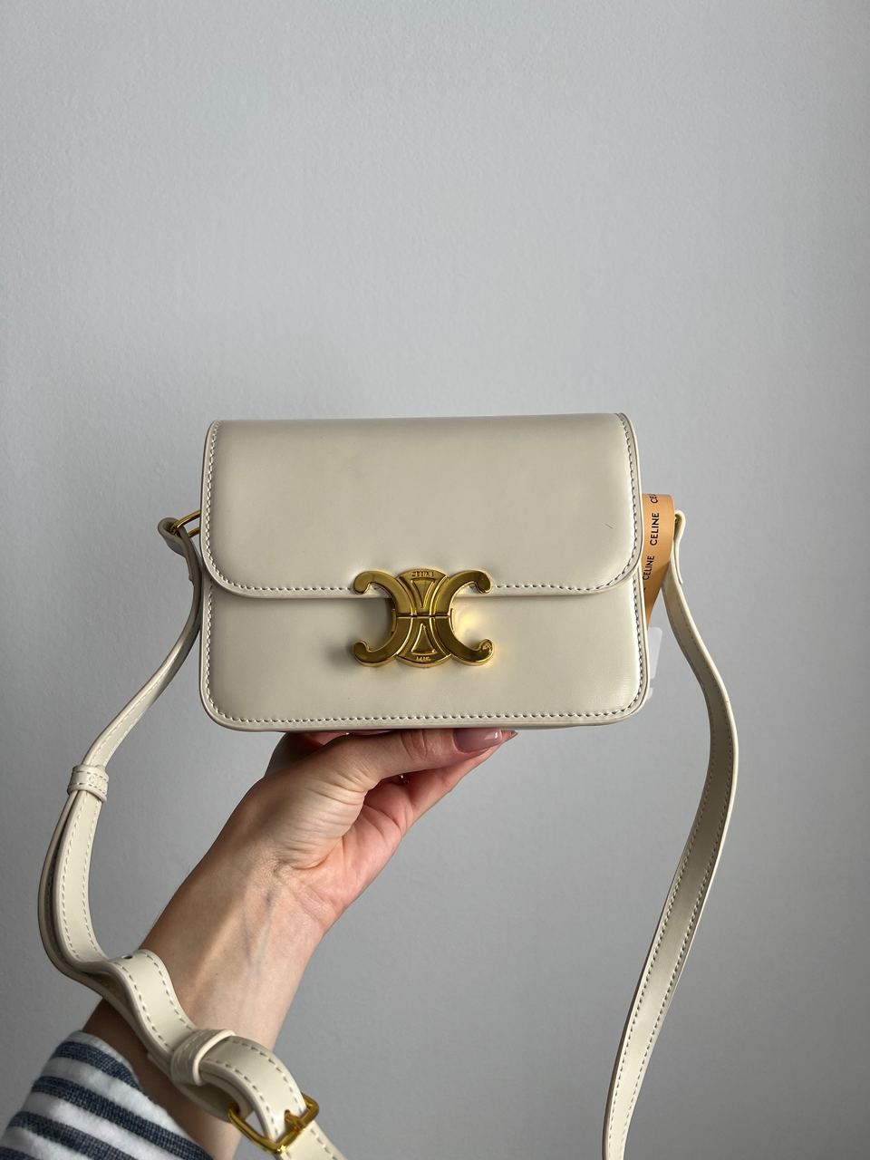 Celine Teen Triomphe Bag Cream in Shiny Calfskin - 2
