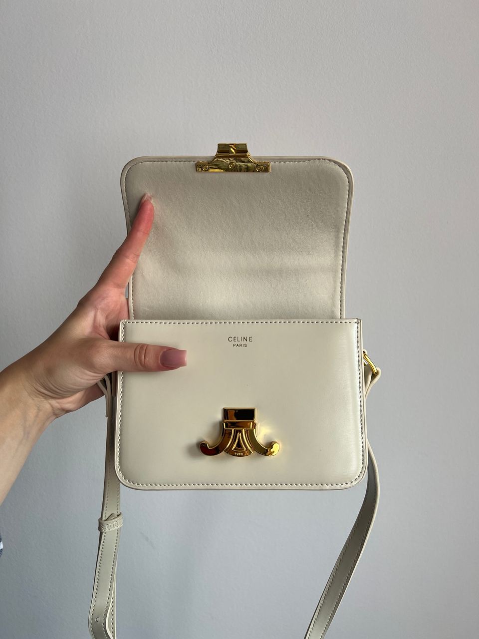 Celine Teen Triomphe Bag Cream in Shiny Calfskin - 8