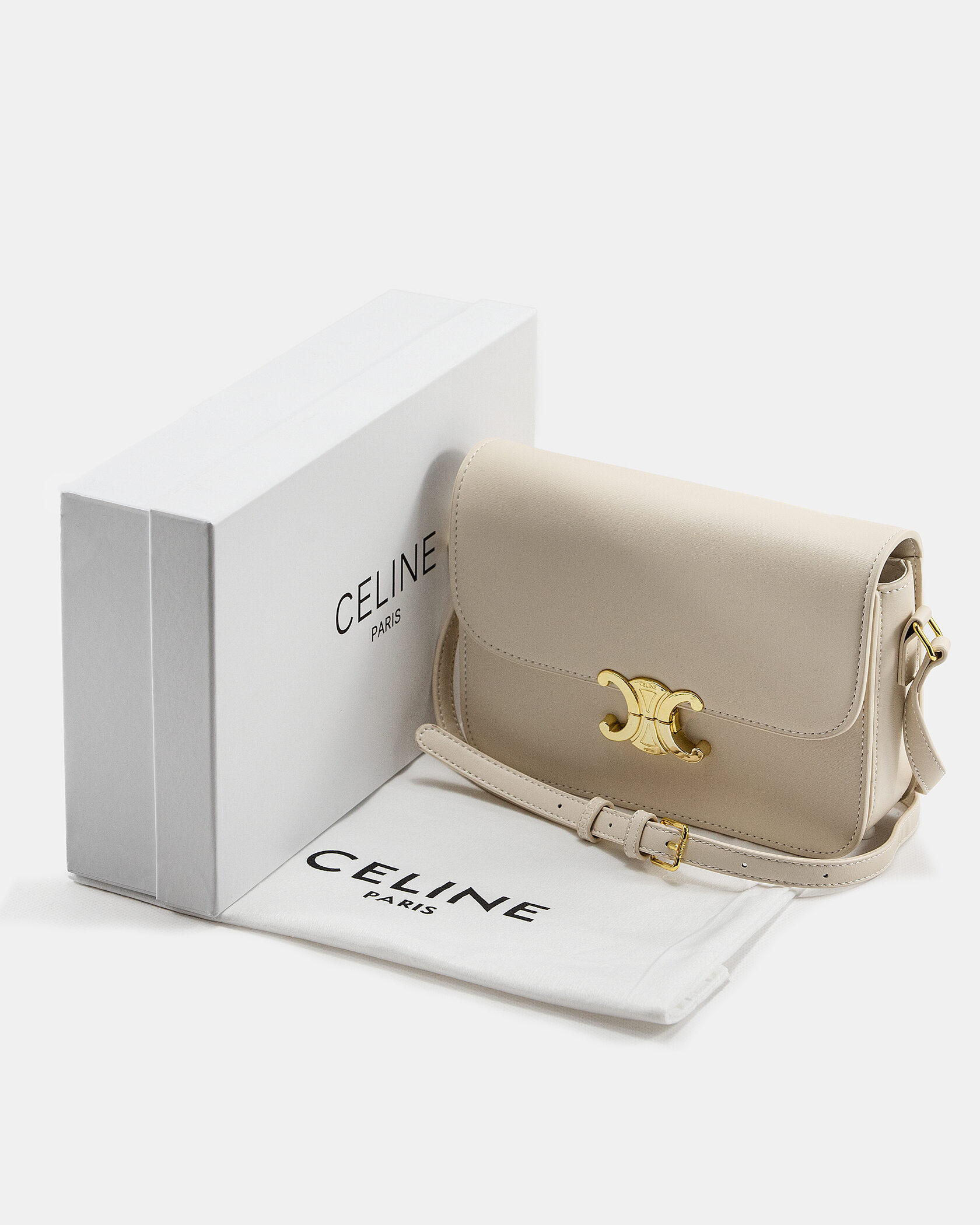 Celine Teen Triomphe Bag in Shiny Calfskin Milk - 2
