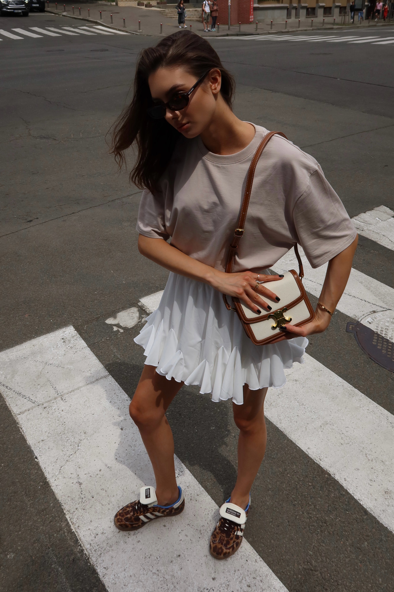 Celine Teen Triomphe Bag in Textile/Calfskin Tan [звичайна брендо - 15