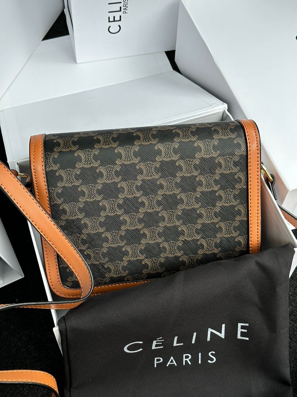 Celine Teen Triomphe Bag in Triomphe Canvas And Calfskin Tan - 13