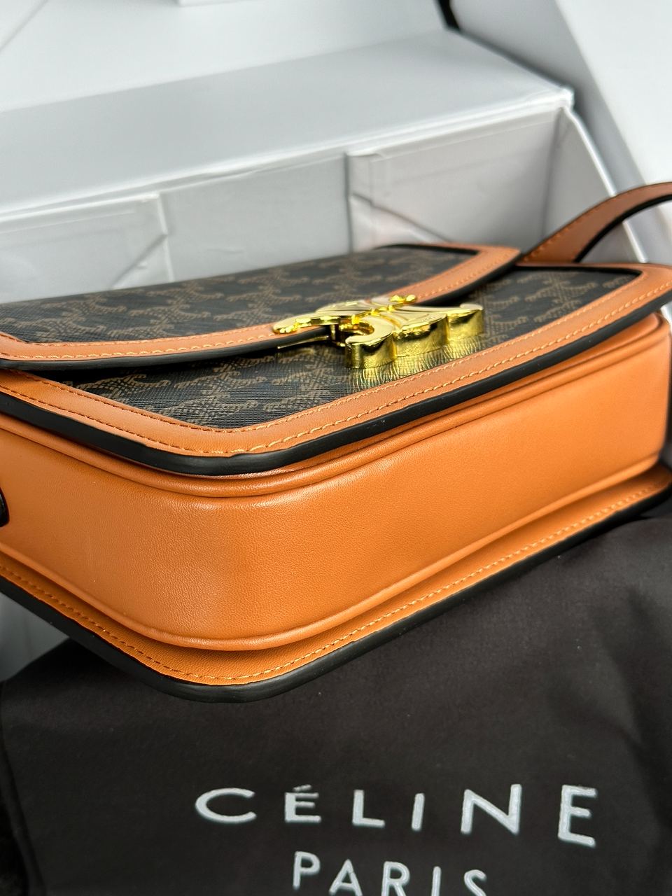 Celine Teen Triomphe Bag in Triomphe Canvas And Calfskin Tan - 20