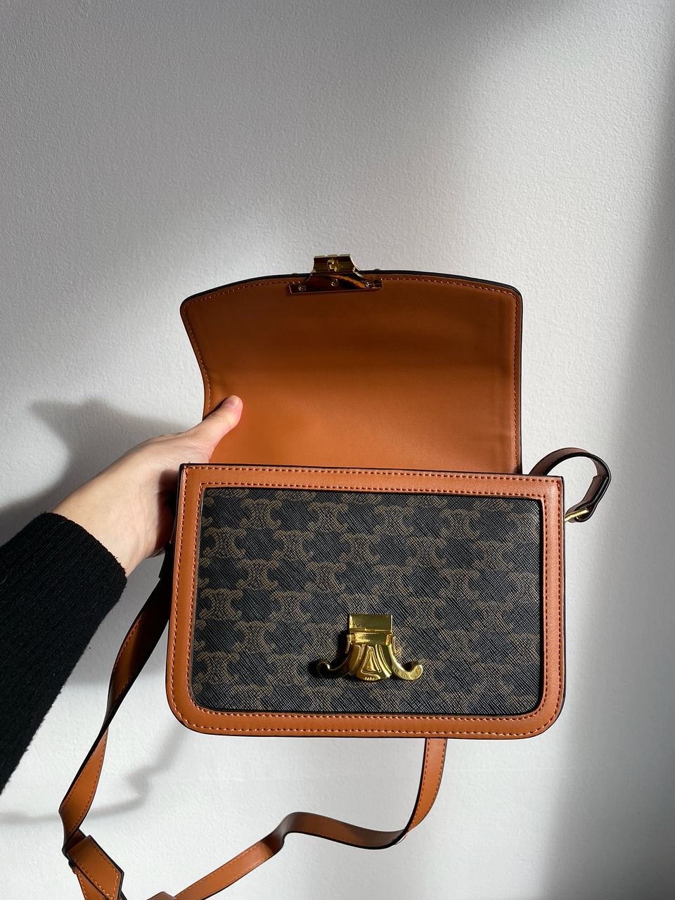 Celine Teen Triomphe Bag in Triomphe Canvas And Calfskin Tan - 23