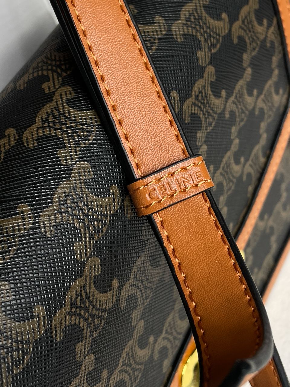 Celine Teen Triomphe Bag in Triomphe Canvas And Calfskin Tan - 30