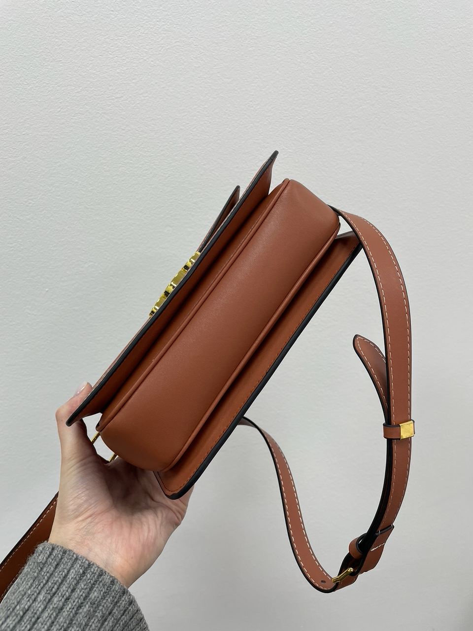 Celine The Triomphe Bag Canvas and Calfskin White - 13