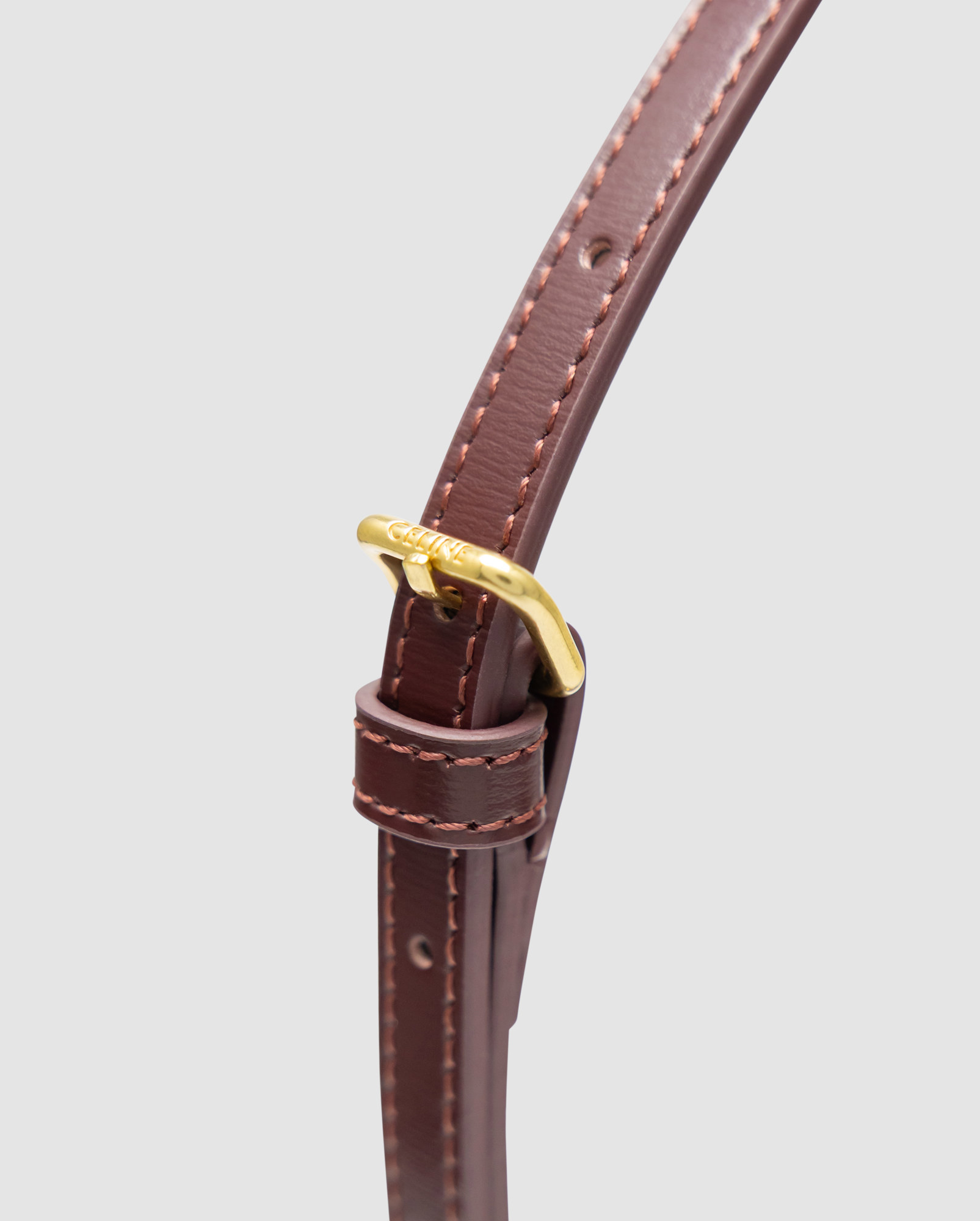 Celine Tina Shoulder Bag In Shiny Calfskin Burgundy/Gold - 4