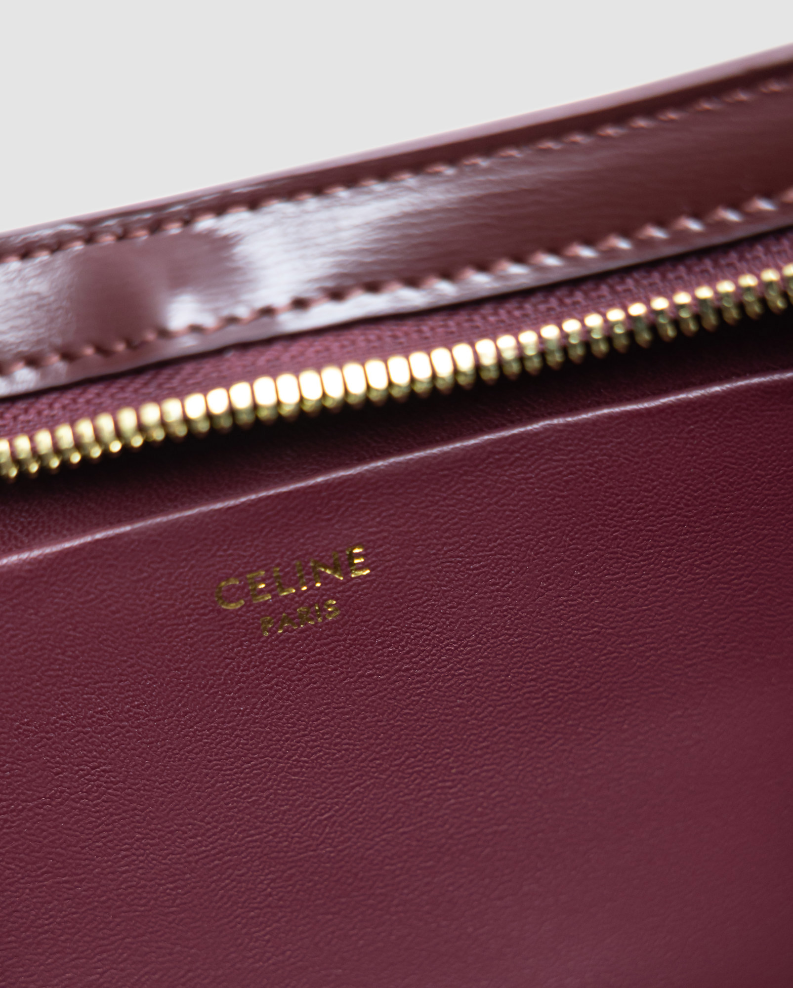 Celine Tina Shoulder Bag In Shiny Calfskin Burgundy/Gold - 6