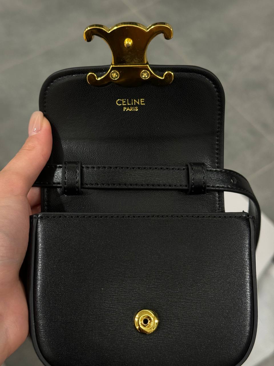 Celine Triomphe Mini Claude Shoulder Bag Black - 5
