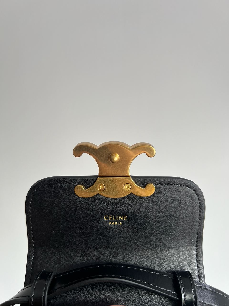 Celine Triomphe Mini Claude Shoulder Bag Black - 9