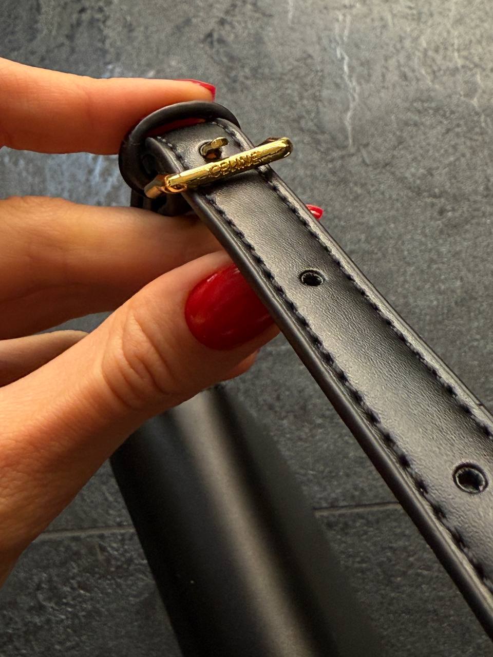 Celine Triomphe Small Shoulder Bag in Black Box Calfskin - 5