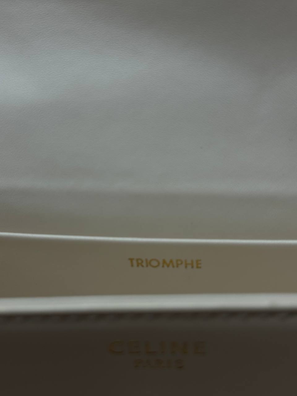 Celine Triomphe Small Shoulder Bag in White Box Calfskin - 6