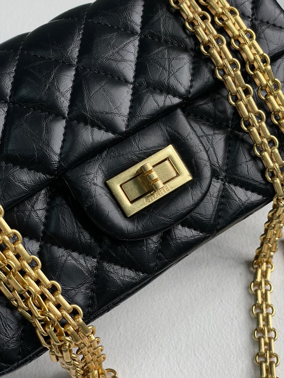Chanel 1.55 Reissue Double Flap Leather Bag Black/Gold - 6