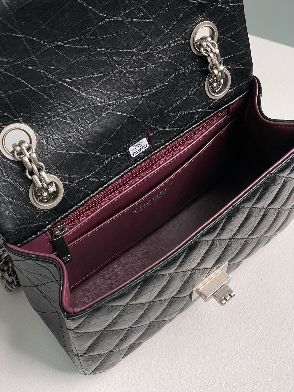 Chanel 1.55 Reissue Double Flap Leather Bag Black/Silver - 12