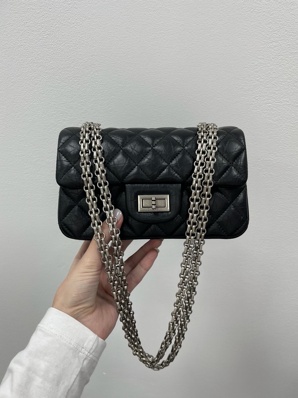 Chanel 1.55 Reissue Double Flap Leather Bag Black/Silver - 6