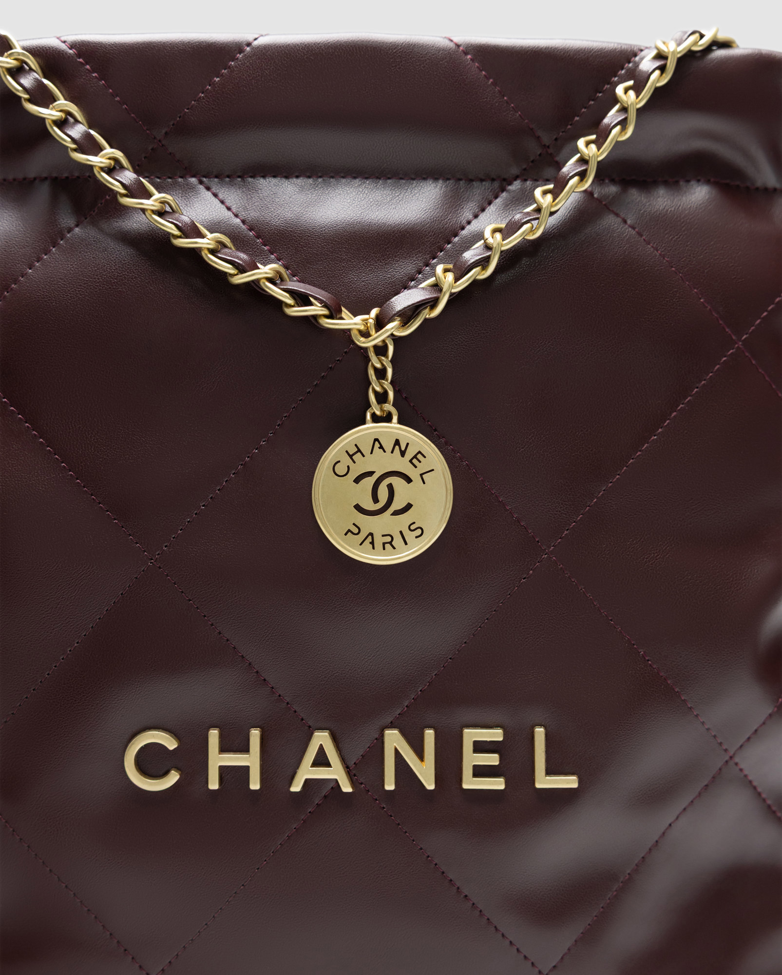 Chanel 22 Handbag Burgundy Quilted Calfskin with Gold Hardware - 6