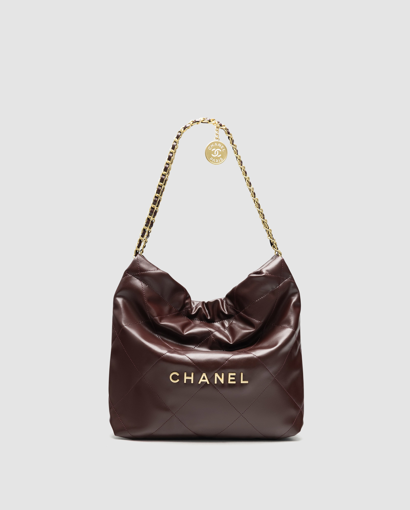 Chanel 22 Handbag Burgundy Quilted Calfskin with Gold Hardware