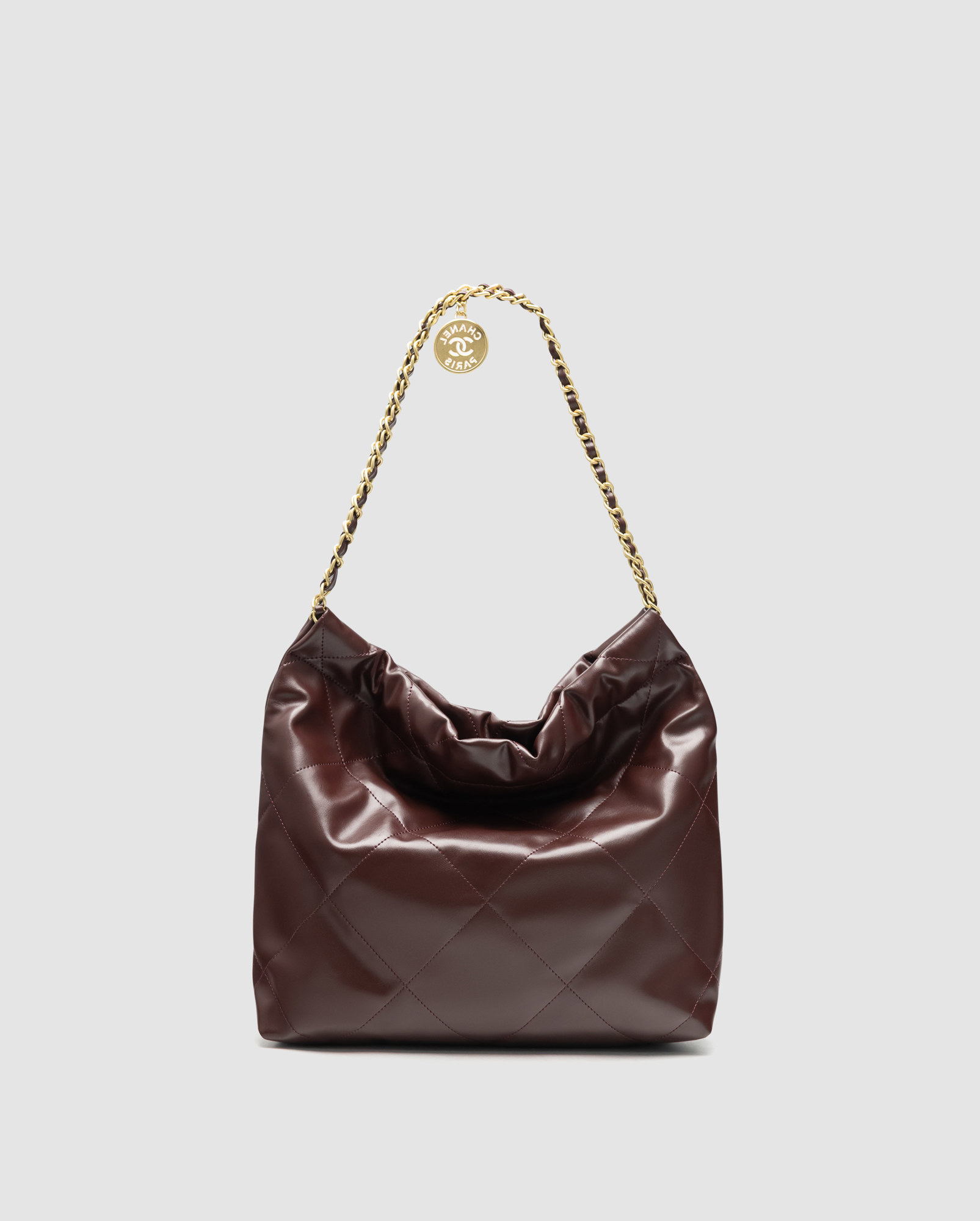 Chanel 22 Handbag Burgundy Quilted Calfskin with Gold Hardware - 2