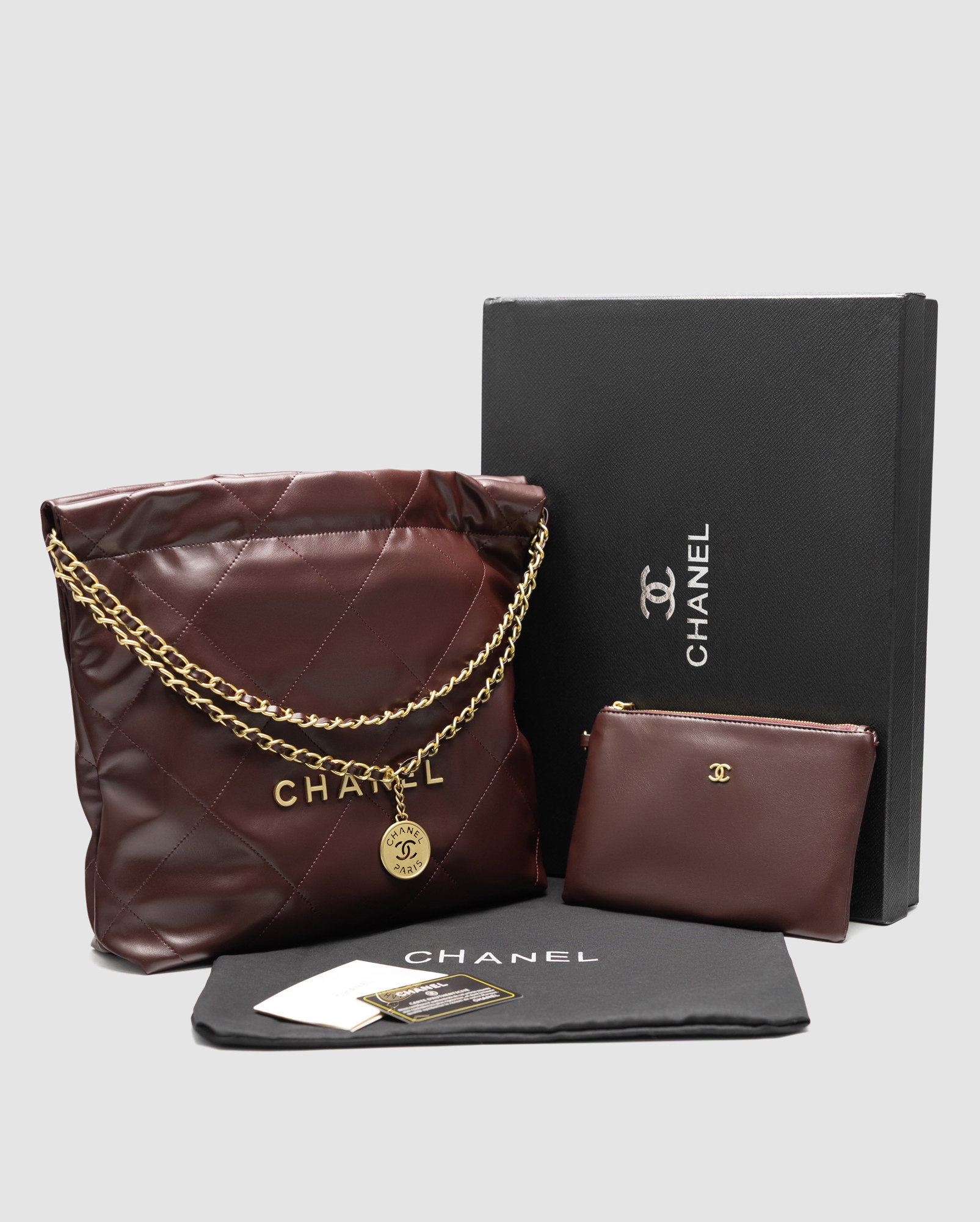 Chanel 22 Handbag Burgundy Quilted Calfskin with Gold Hardware - 10