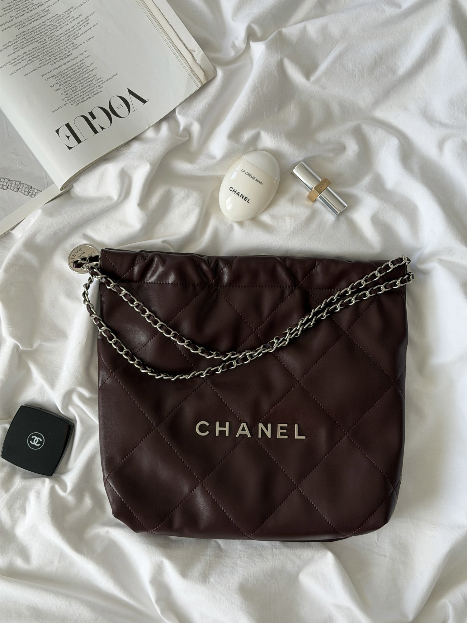 Chanel 22 Handbag Burgundy with Silver Hardware - 7