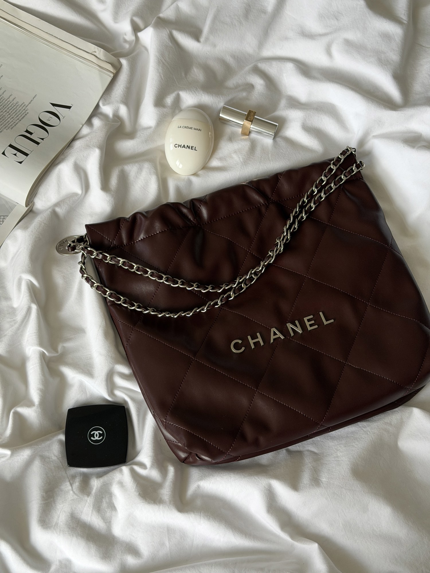 Chanel 22 Handbag Burgundy with Silver Hardware - 9