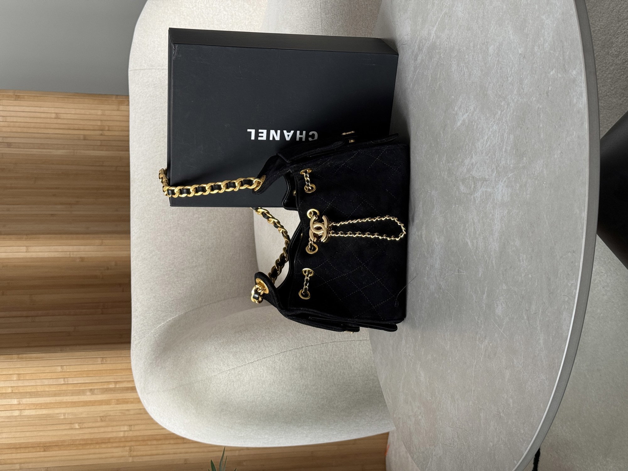 Chanel 25 Mini Handbag Suede Black - 11