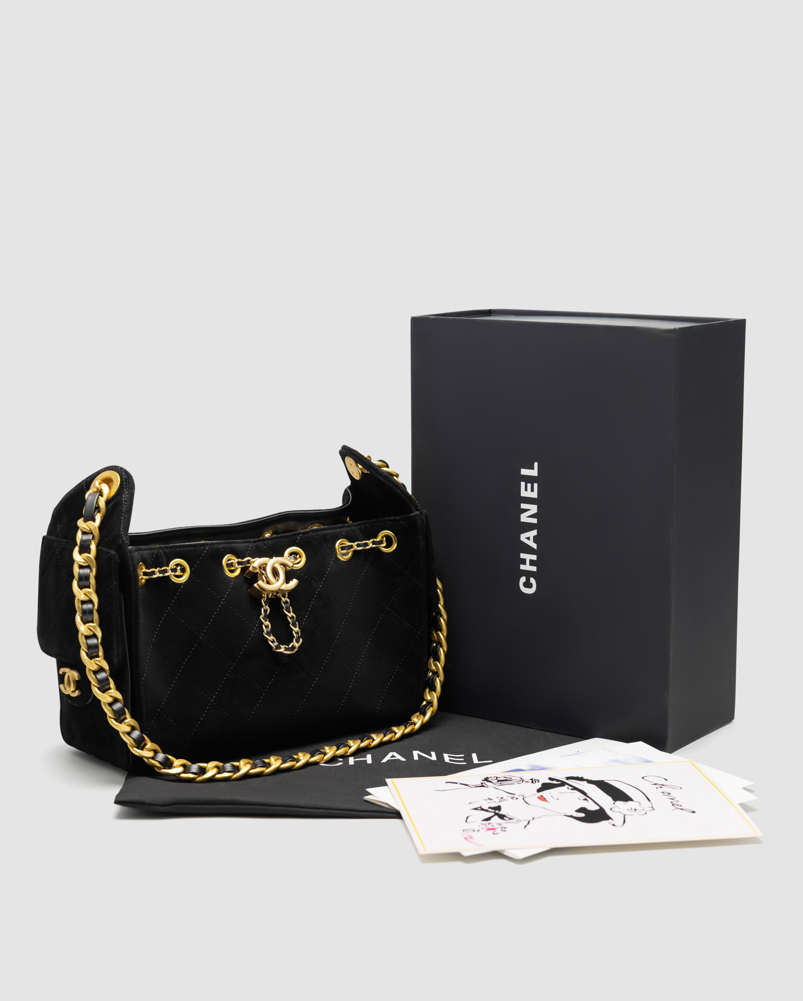 Chanel 25 Mini Handbag Suede Black - 9