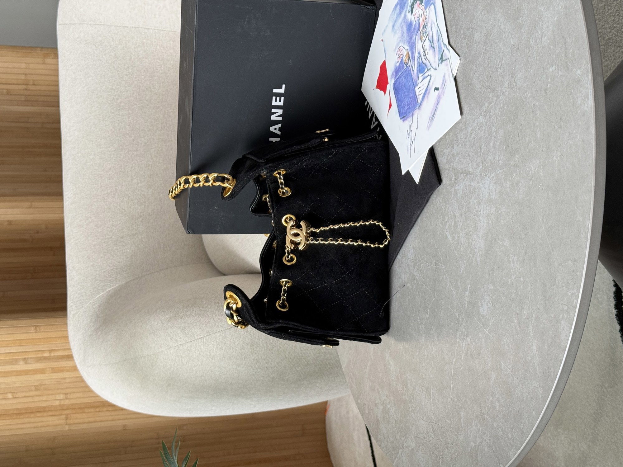 Chanel 25 Mini Handbag Suede Black - 10