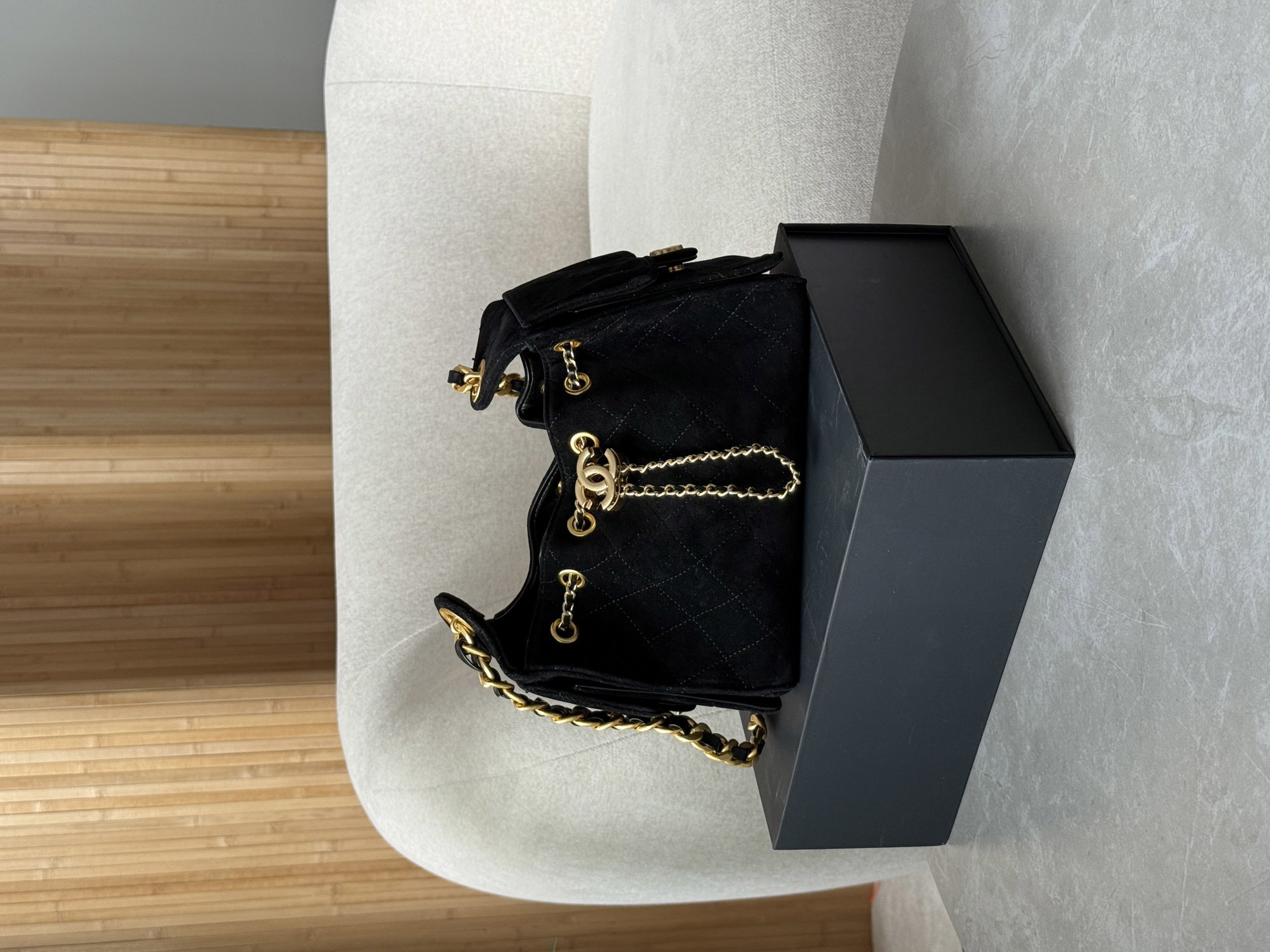 Chanel 25 Mini Handbag Suede Black - 13