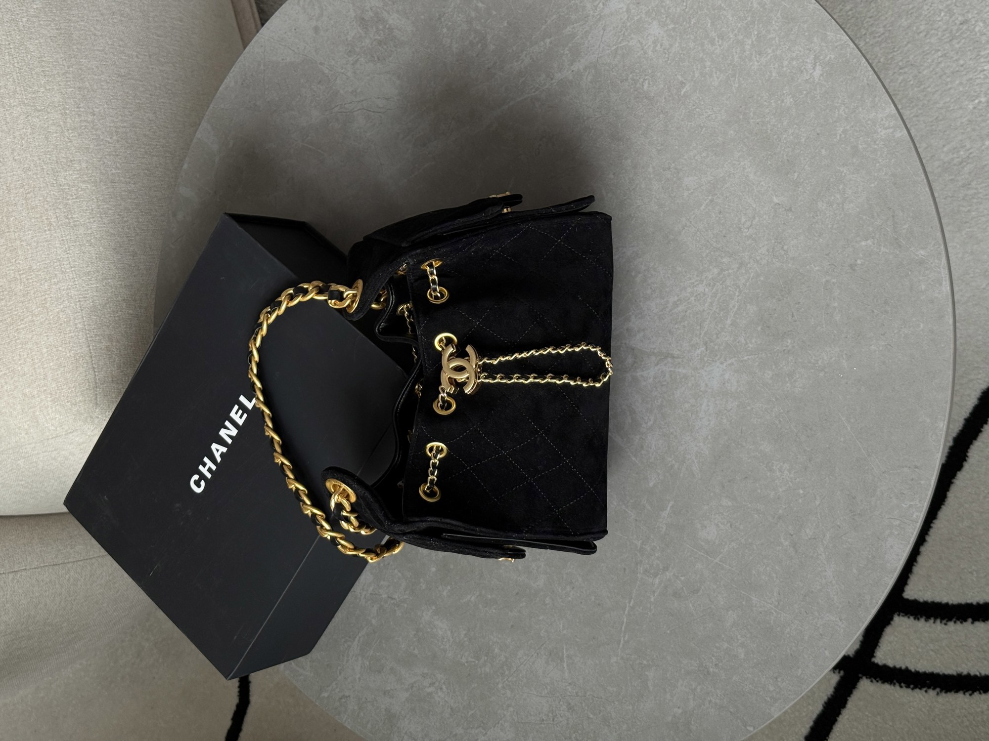 Chanel 25 Mini Handbag Suede Black - 14