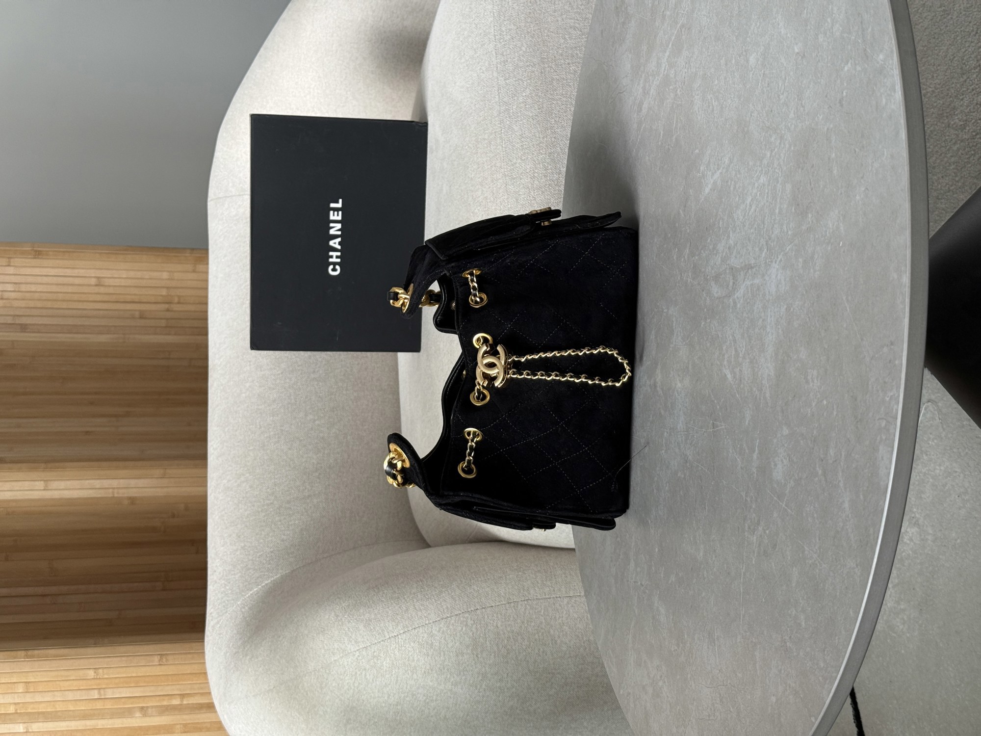 Chanel 25 Mini Handbag Suede Black - 12