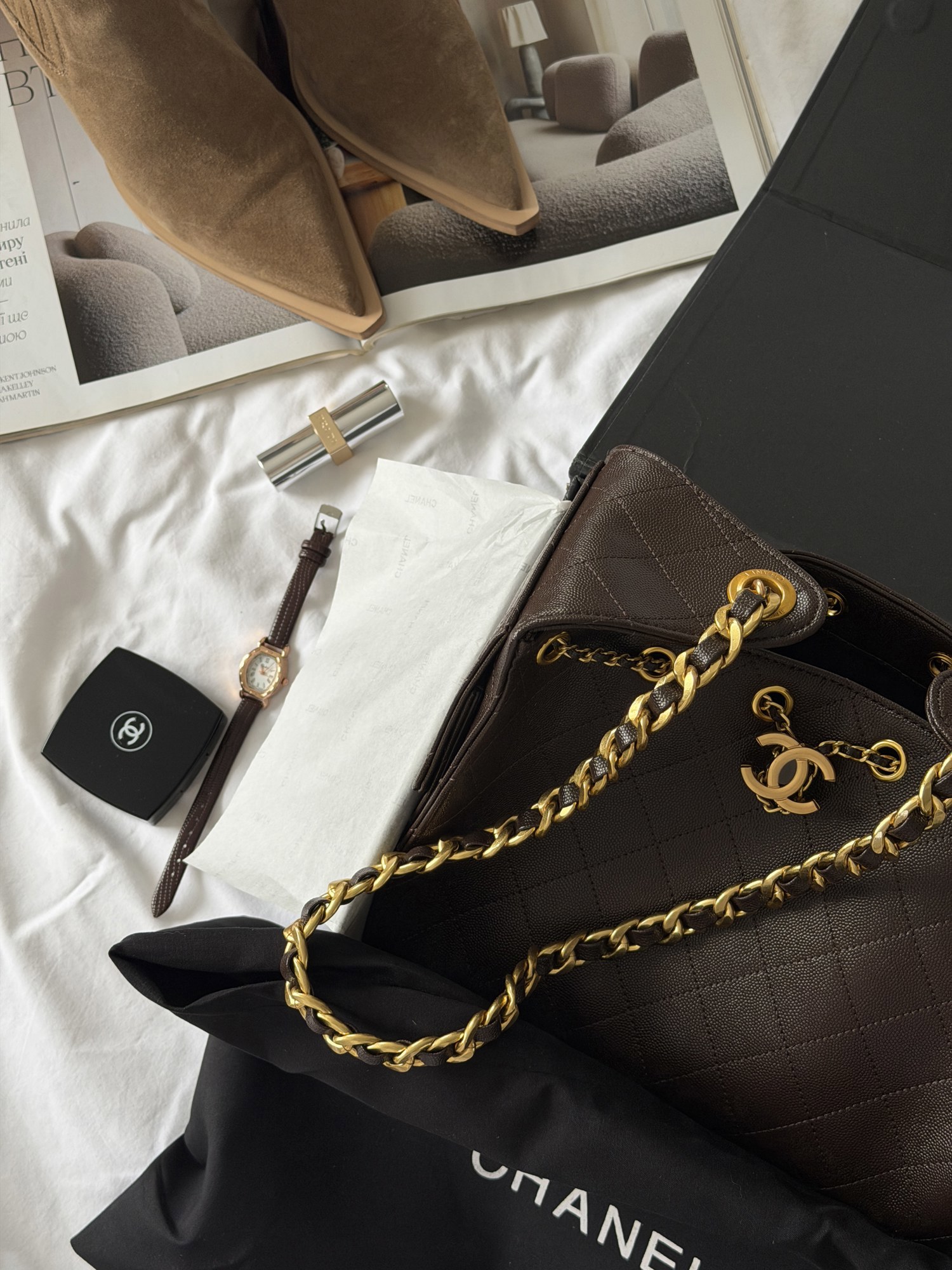 Chanel 25 Small Handbag Brown/Gold - 3