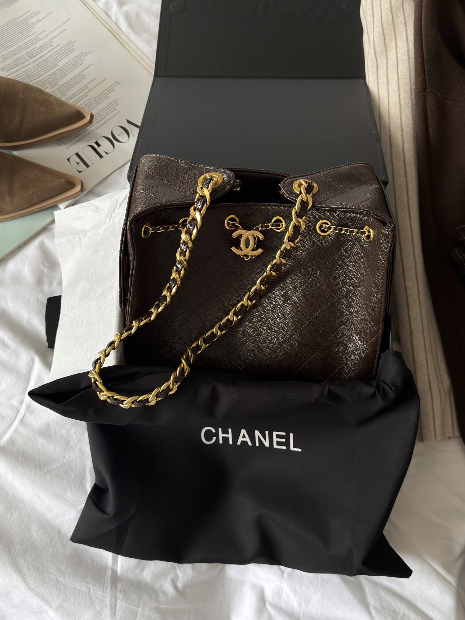 Chanel 25 Small Handbag Brown/Gold - 11