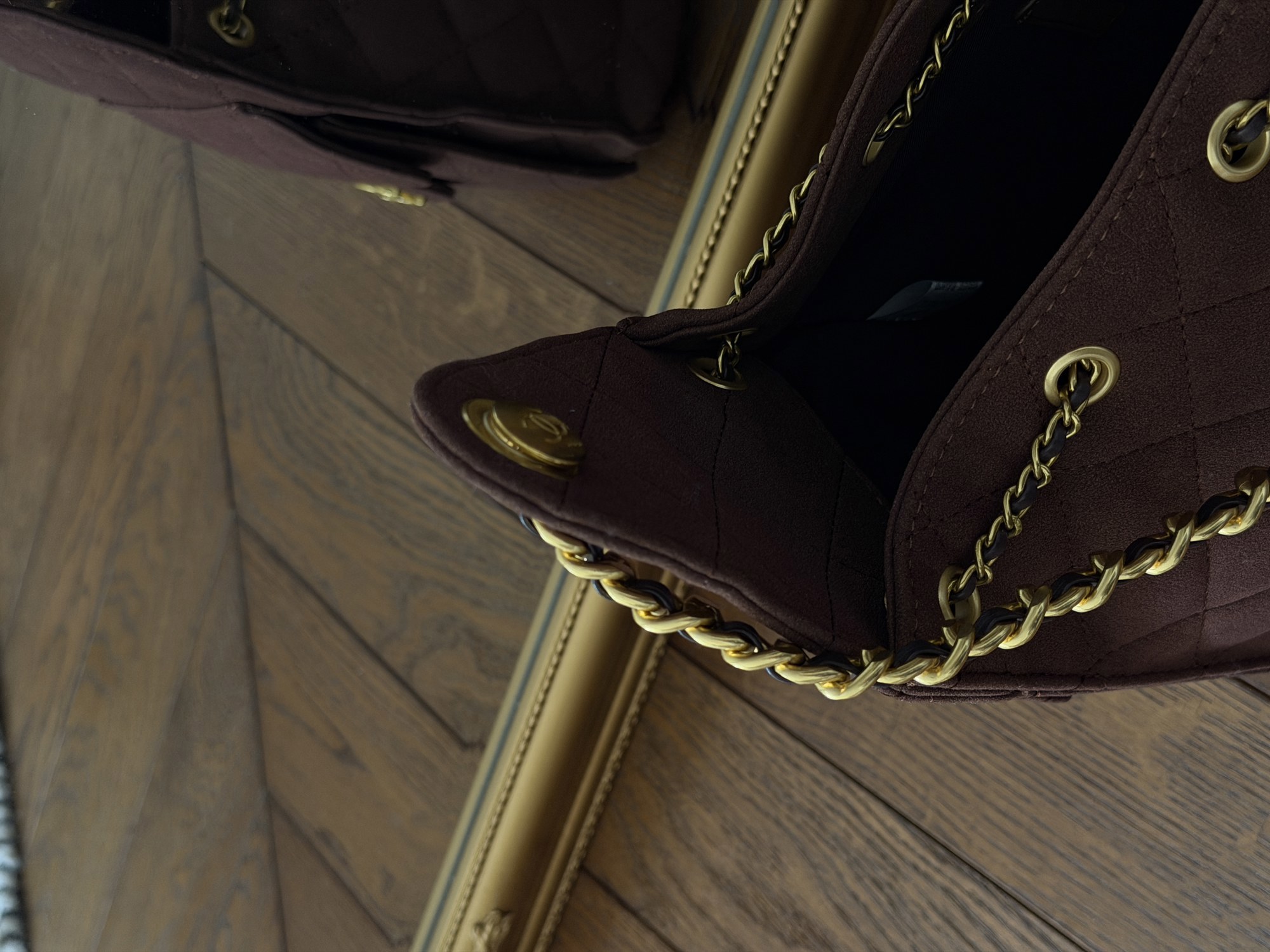 Chanel 25 Small Handbag Suede Brown (не брендова коробка) - 3