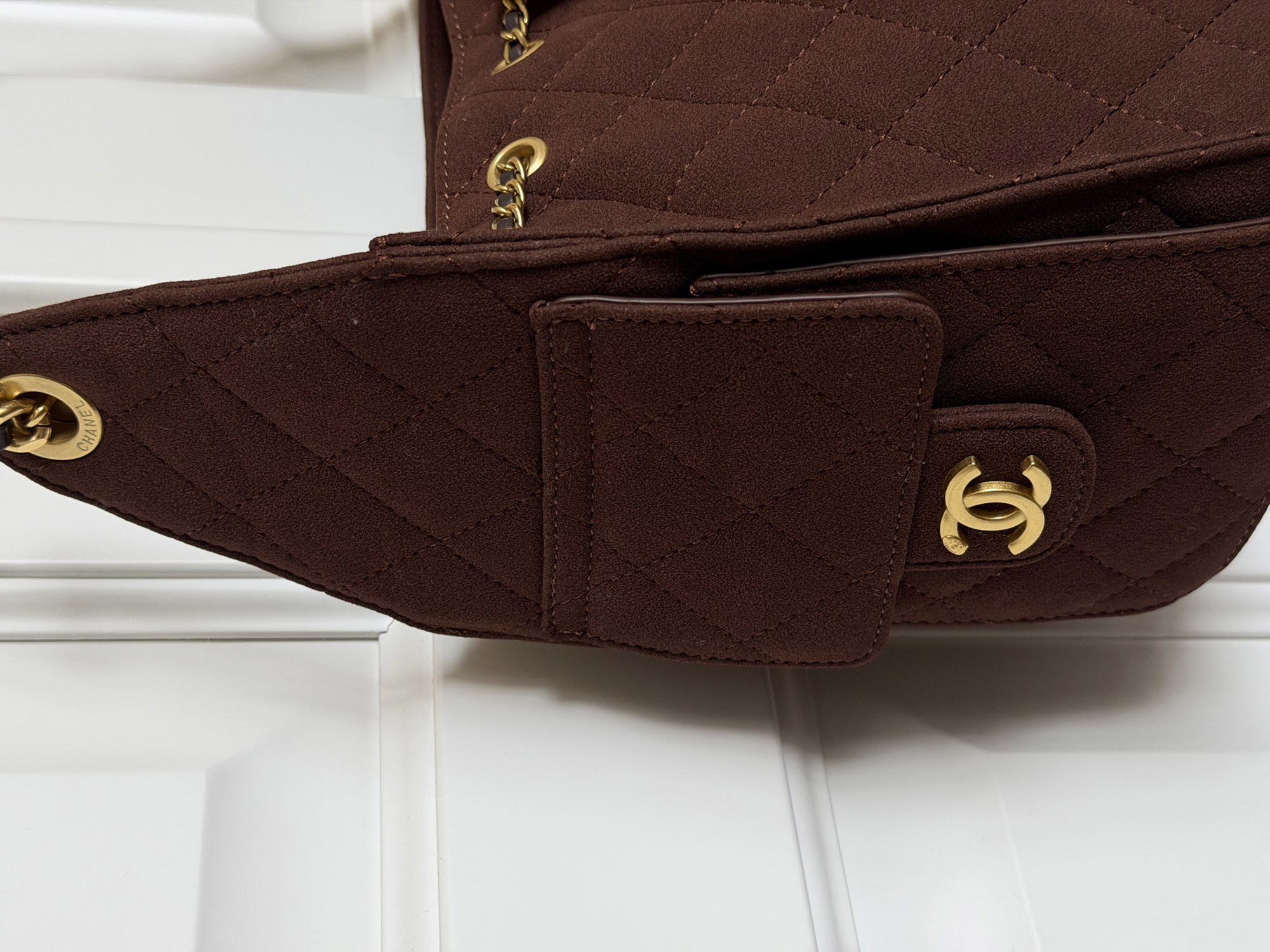 Chanel 25 Small Handbag Suede Brown (не брендова коробка) - 2