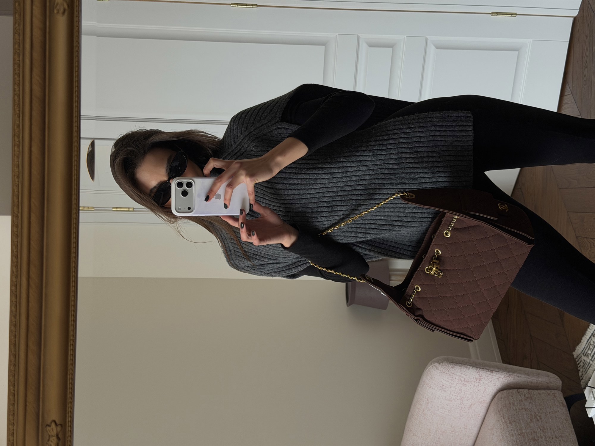 Chanel 25 Small Handbag Suede Brown (не брендова коробка) - 8