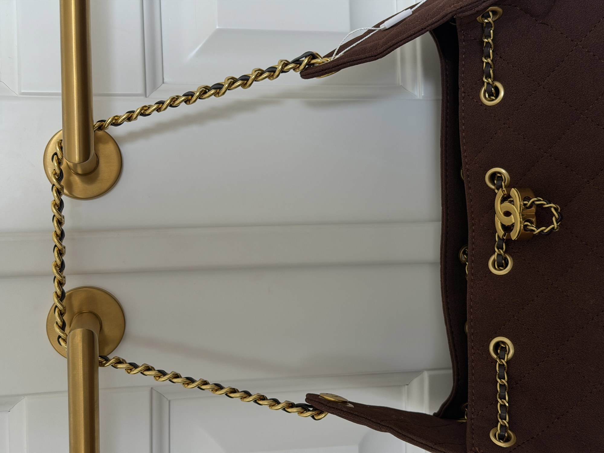 Chanel 25 Small Handbag Suede Brown (не брендова коробка) - 6