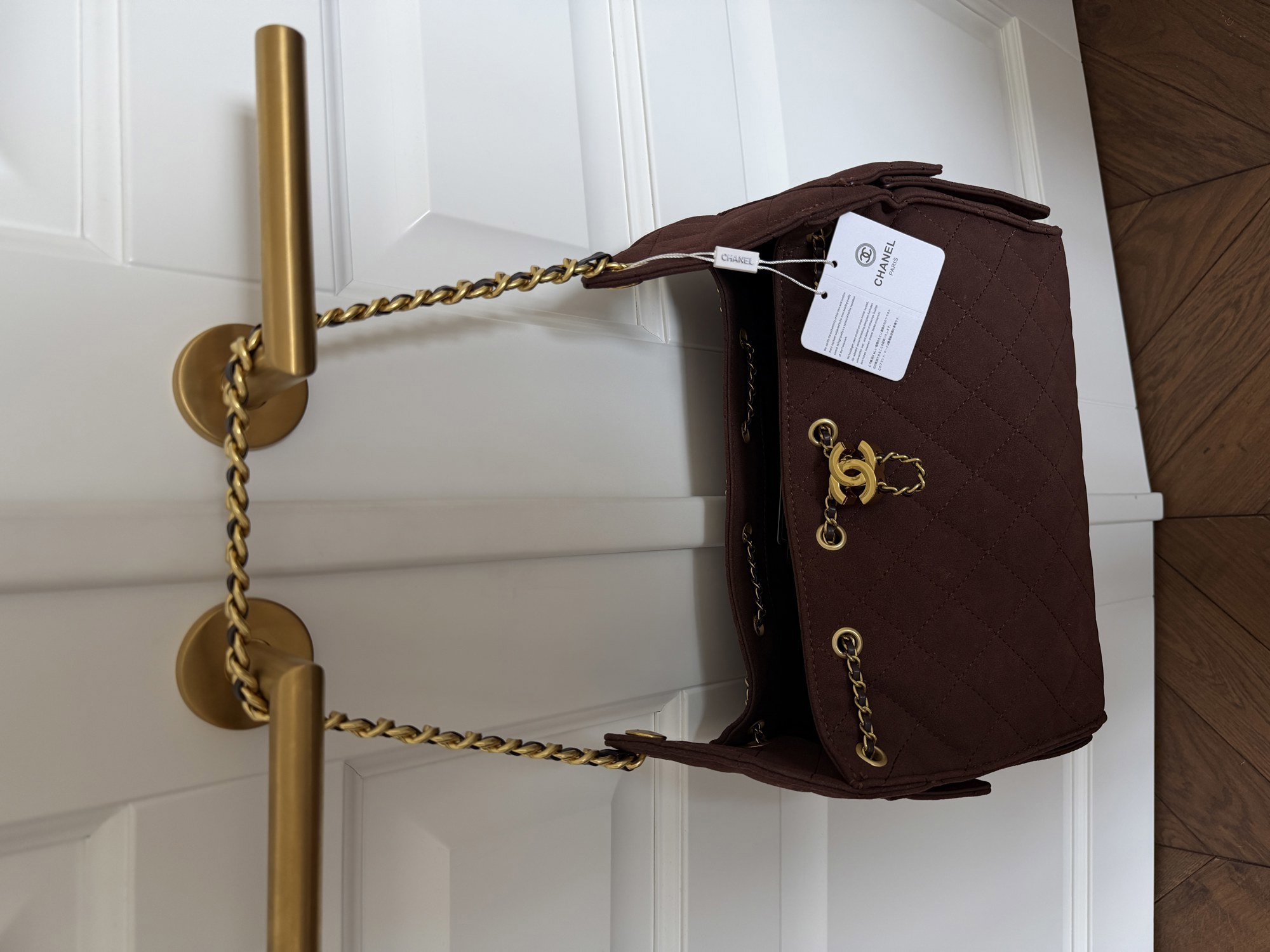 Chanel 25 Small Handbag Suede Brown (не брендова коробка) - 4