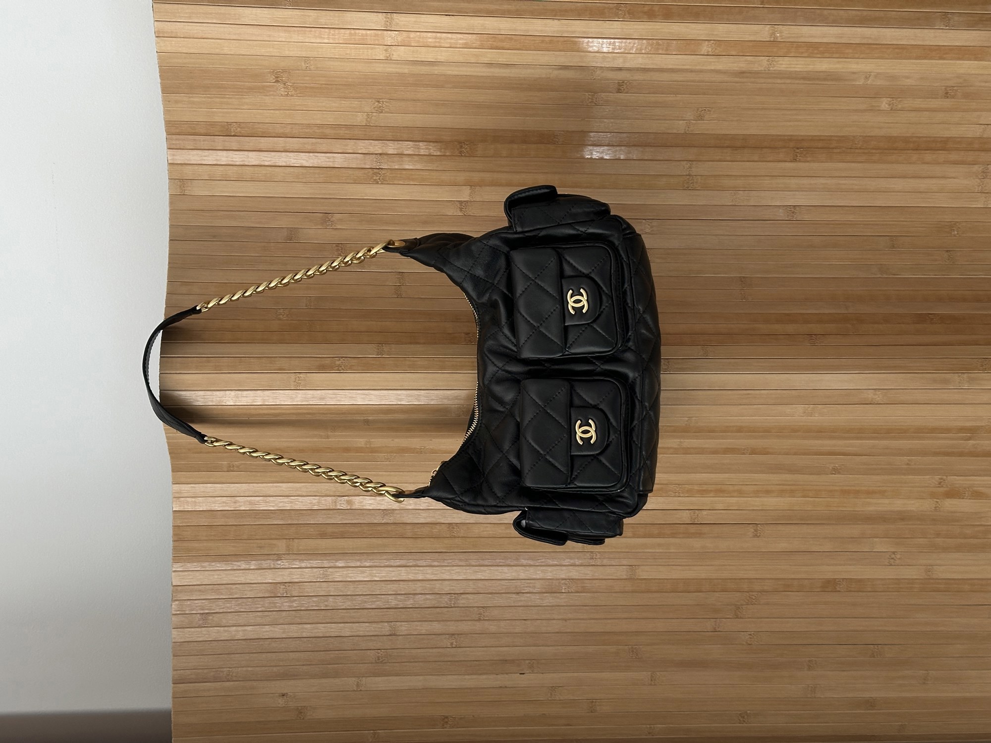Chanel 25C Lambskin Shoulder Bag Black/Gold - 14