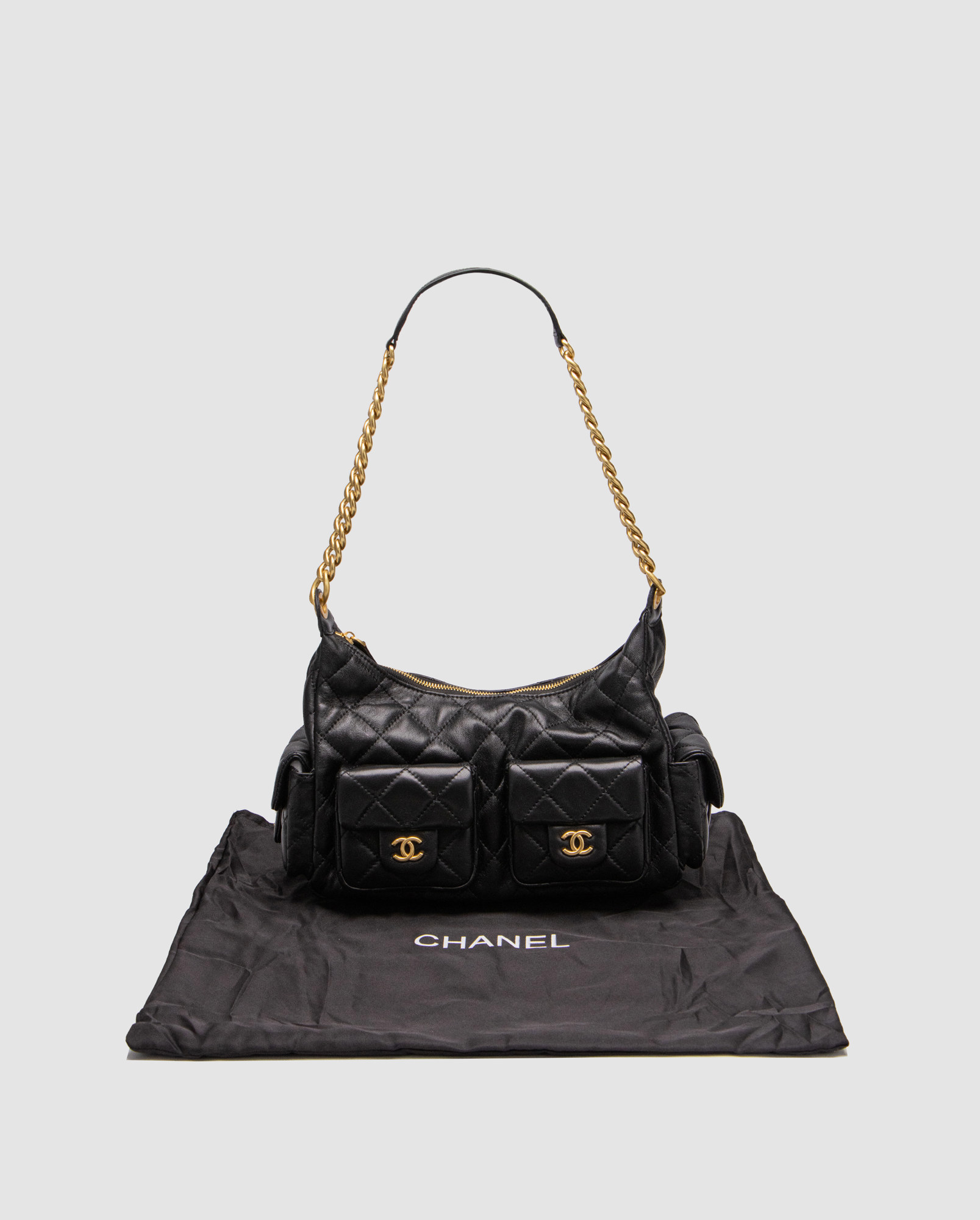 Chanel 25C Lambskin Shoulder Bag Black/Gold - 5