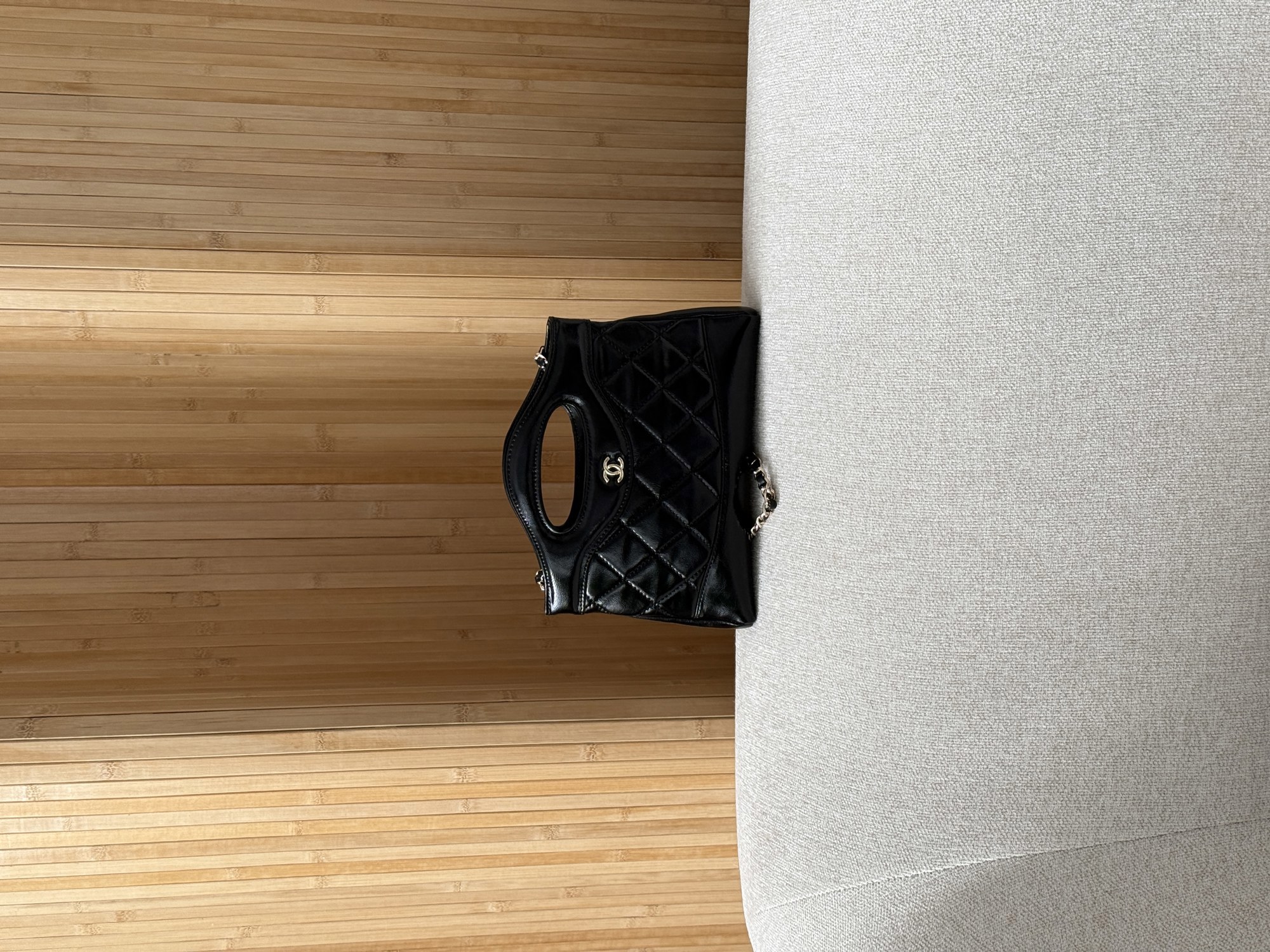Chanel 31 Mini Shopping Bag Shiny Aged Calfskin Black & Gold Ha - 14