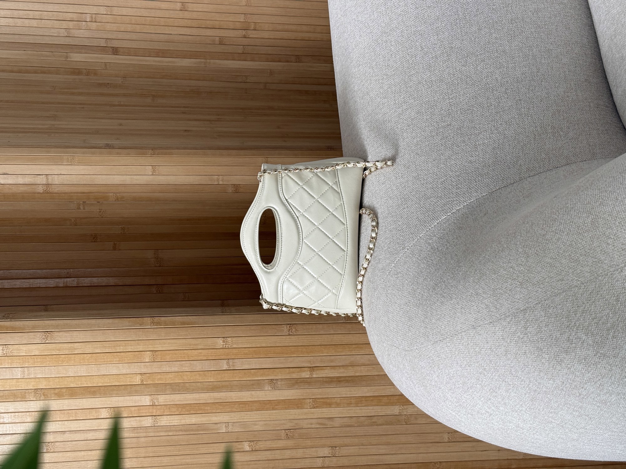 Chanel 31 Mini Shopping Bag Shiny Aged Calfskin Cream & Gold Ha - 15